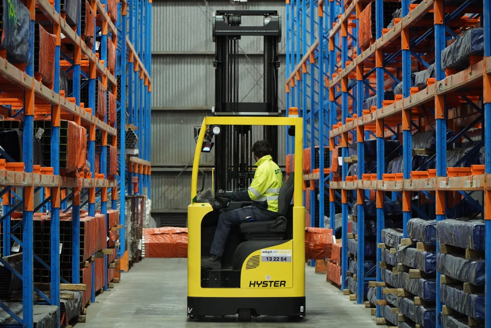 Forklift operating inside Datts Logistics warehouse racking facility in Melbourne